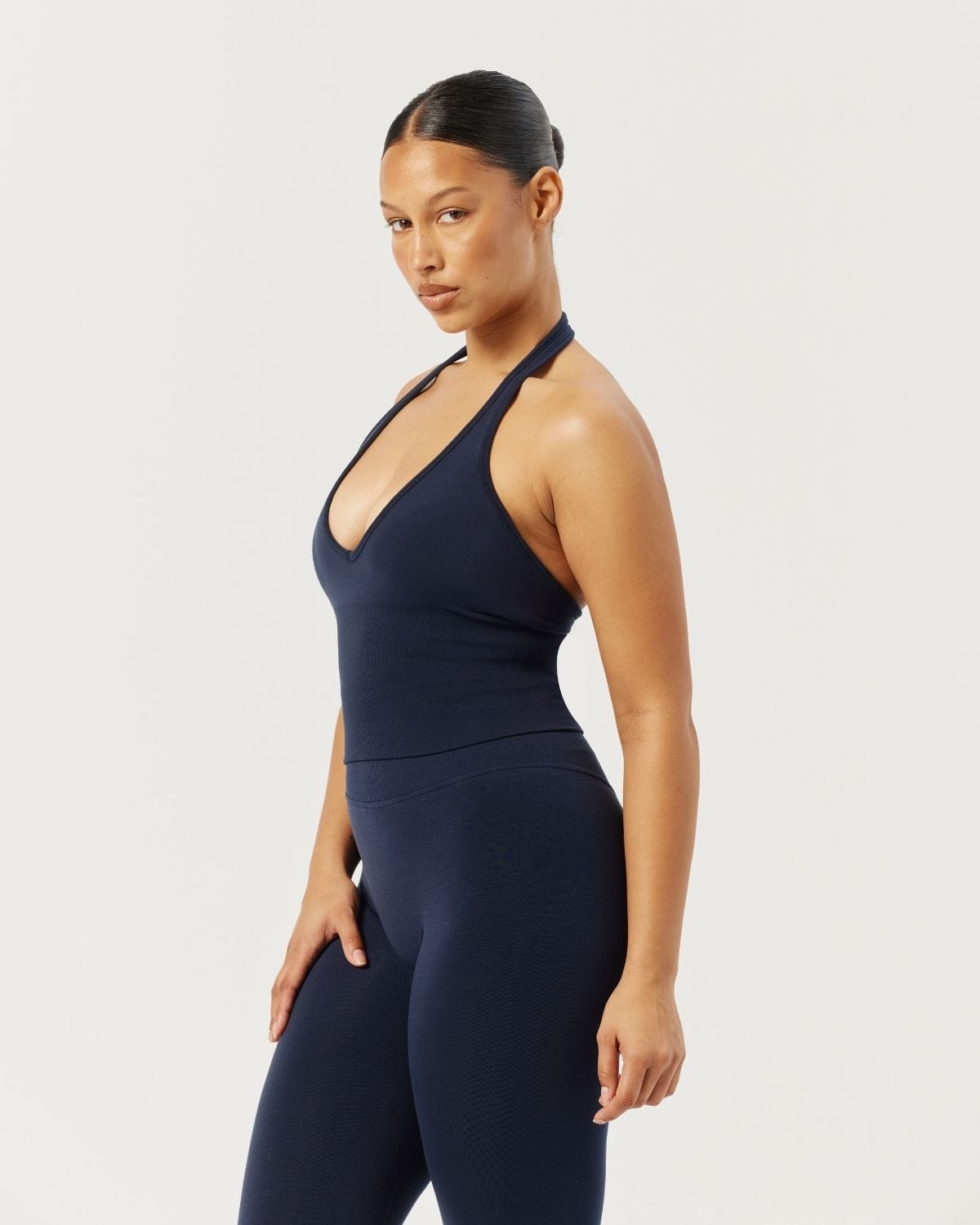 Seamless Halter Cropped Tank | Navy