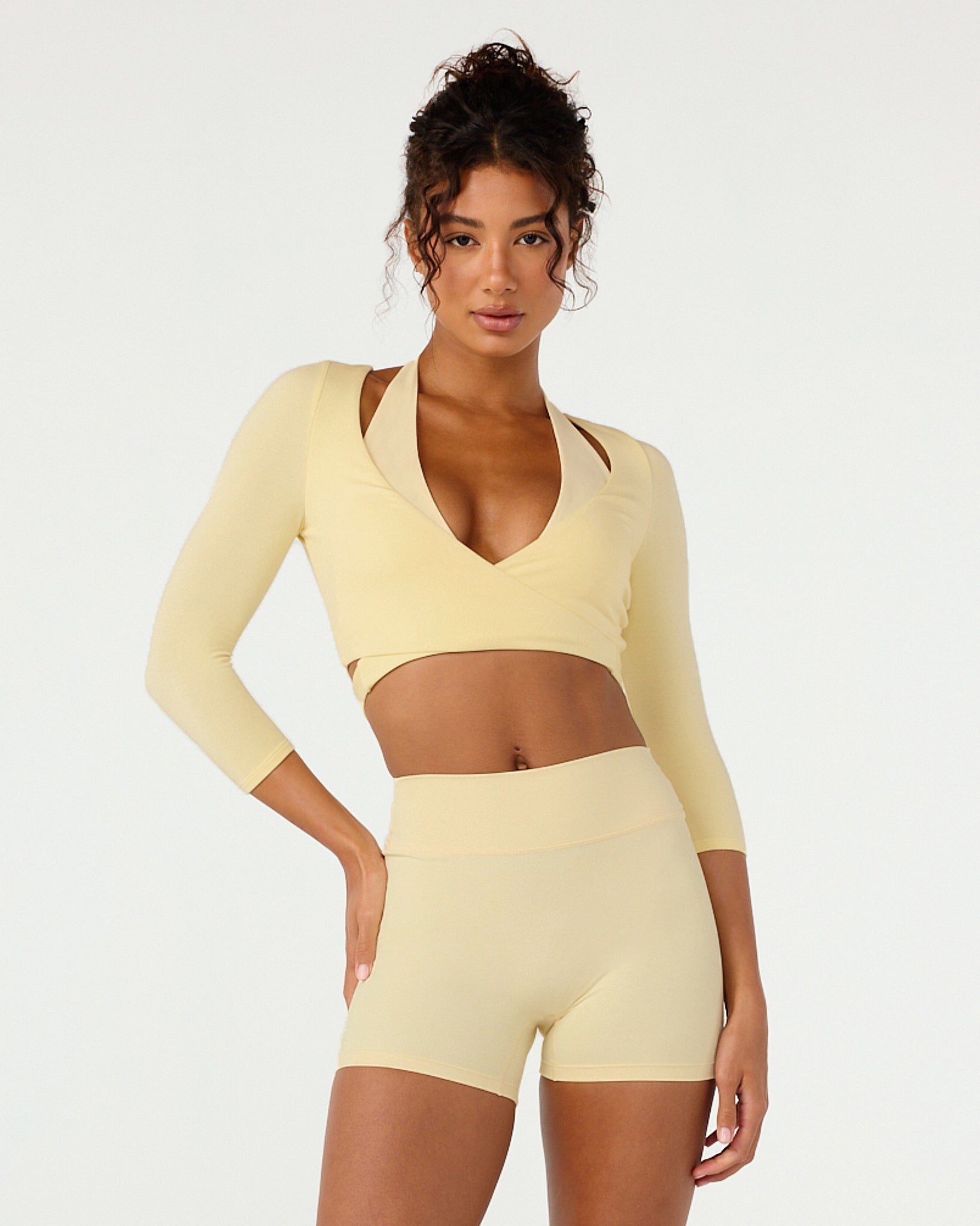 Ballet Wrap Cropped Top 3/4 Sleeve | Butter