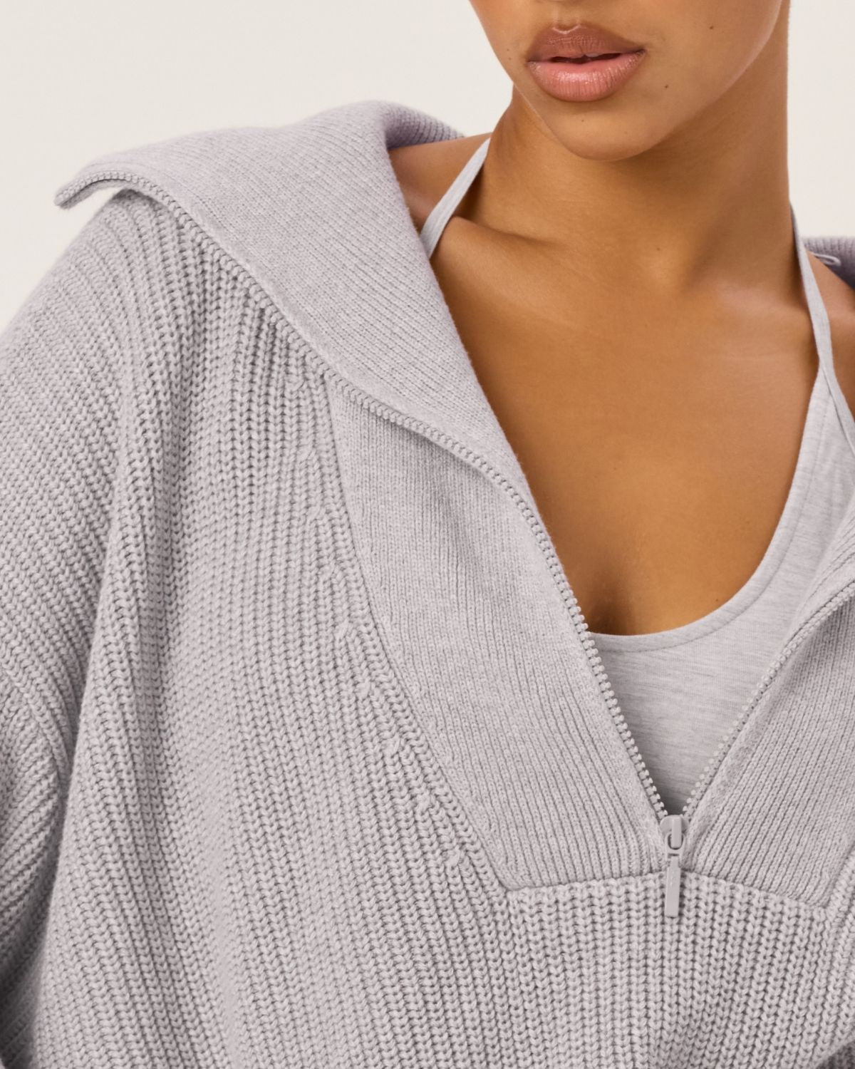 Oversized Knit Sweater | Grey Marl