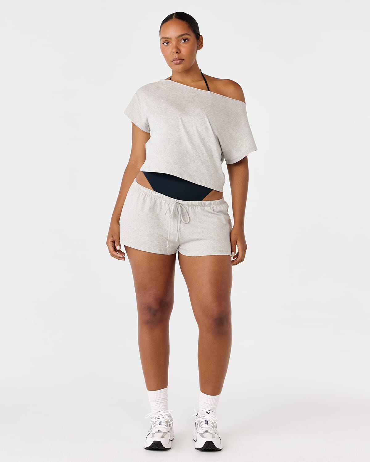 Mini Drawstring Shorts | Grey Marle