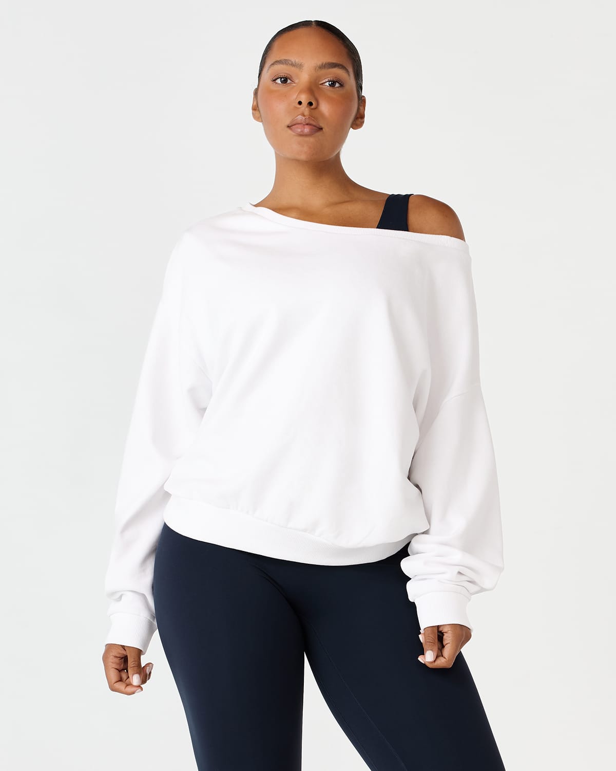 Off Shoulder Sweatshirt | White