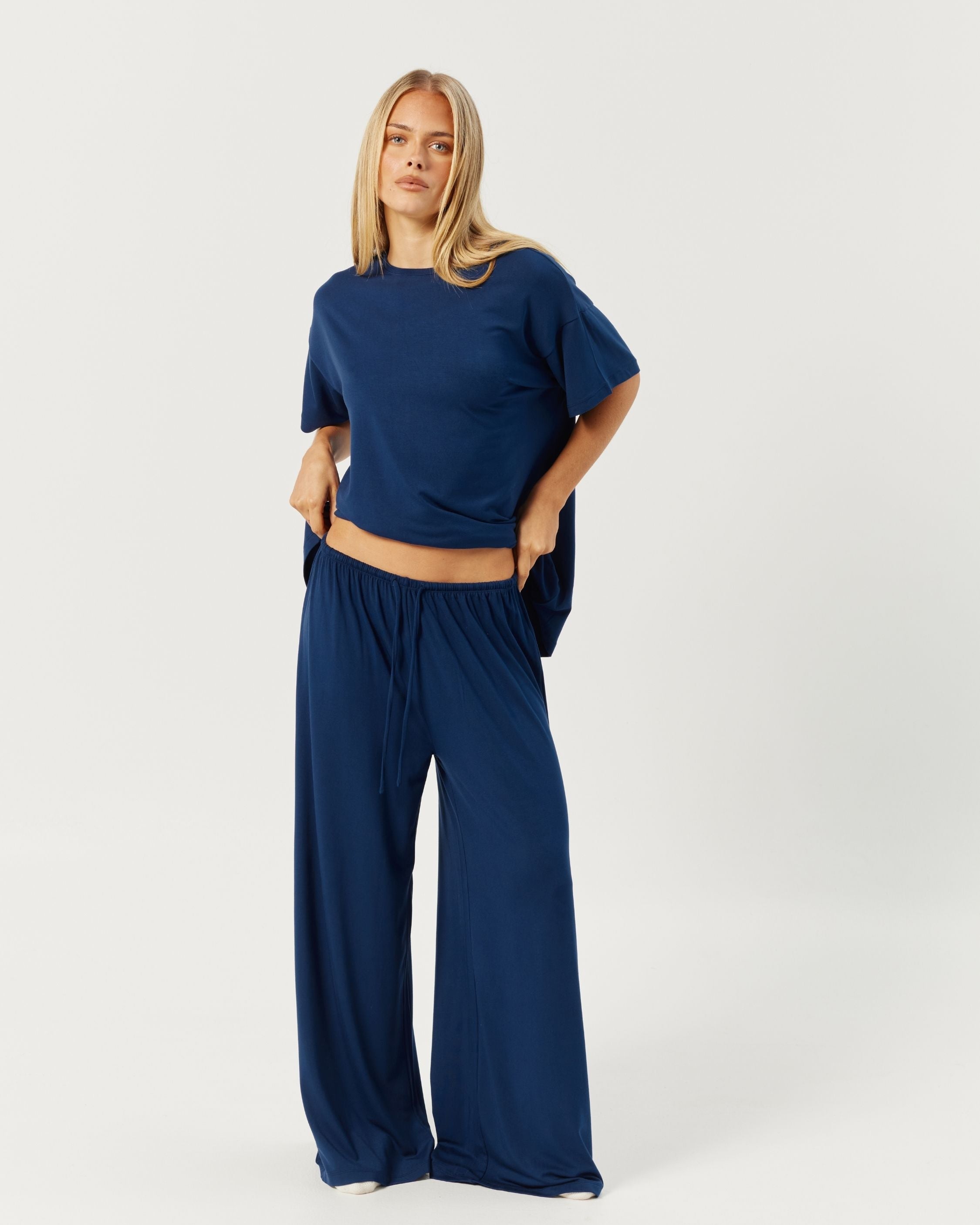 Wide Leg Sleep Pant | Navy
