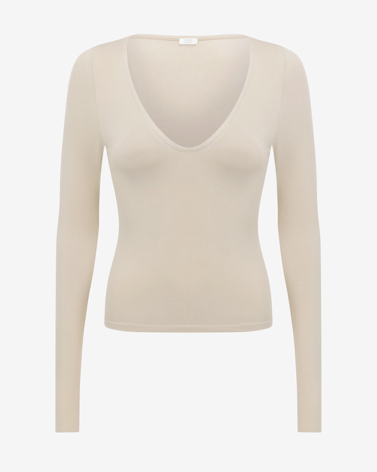 V Neck Long Sleeve Top | Fawn