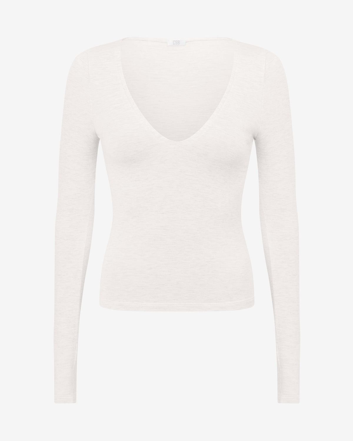 V Neck Long Sleeve Top | Oat Marl