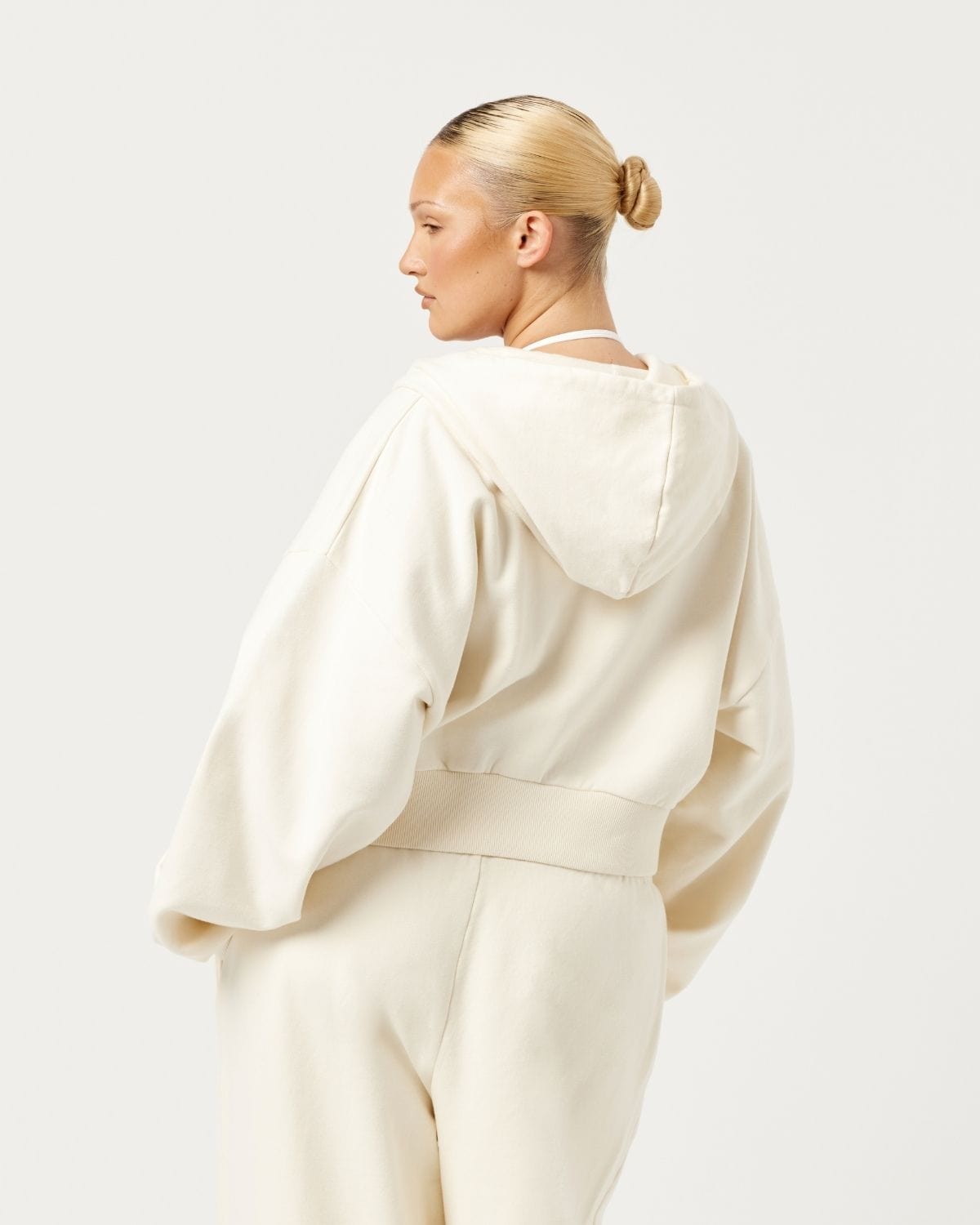 Cropped Zip Hoodie | Milk