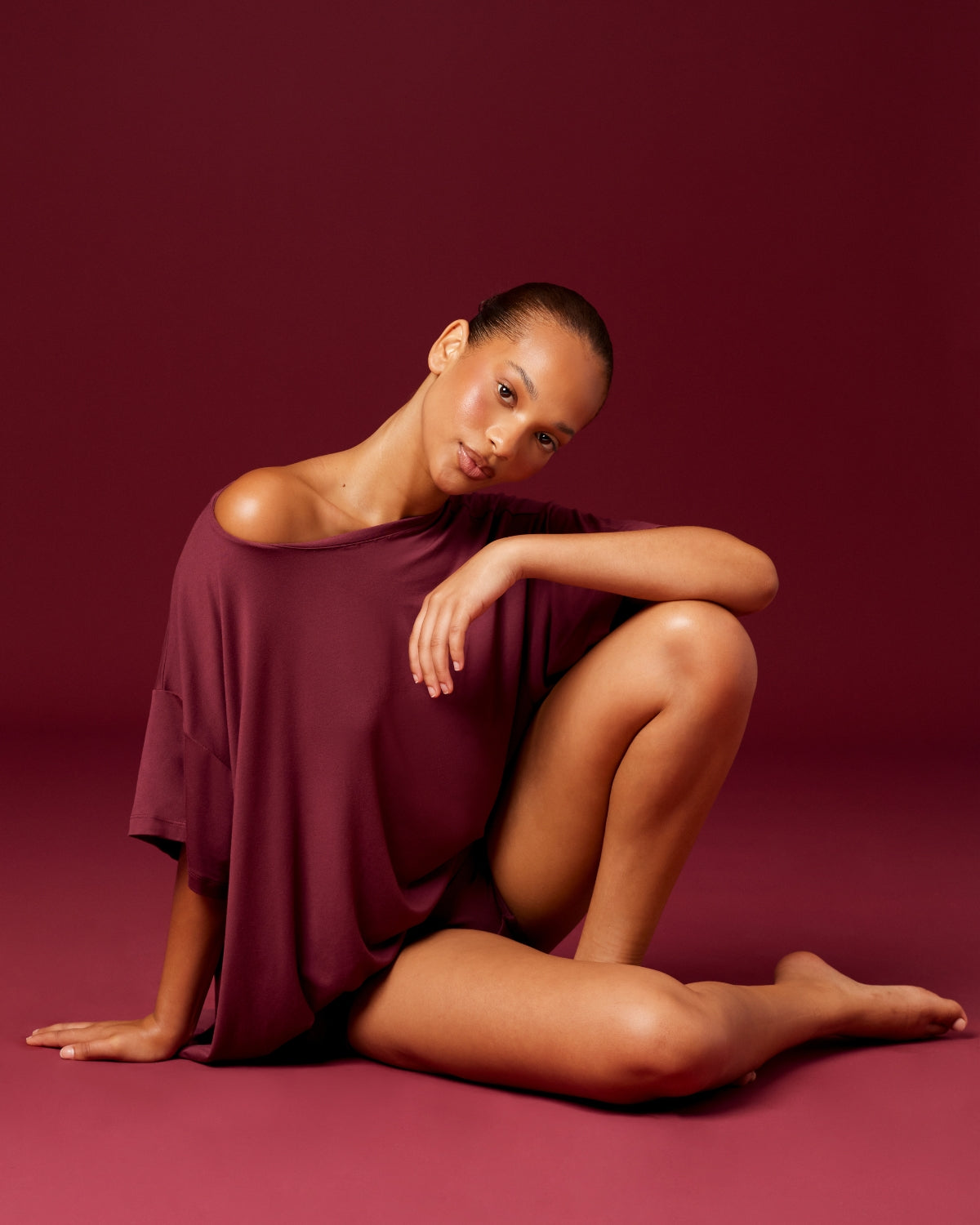 Oversized Sleep Tee | Burgundy
