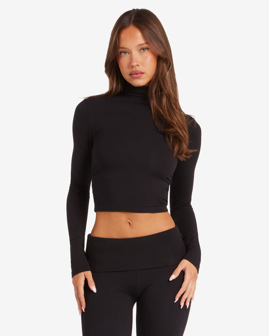 Crop Shop Boutique Im Long Sleeve Turtle Neck Top Black Xs Top