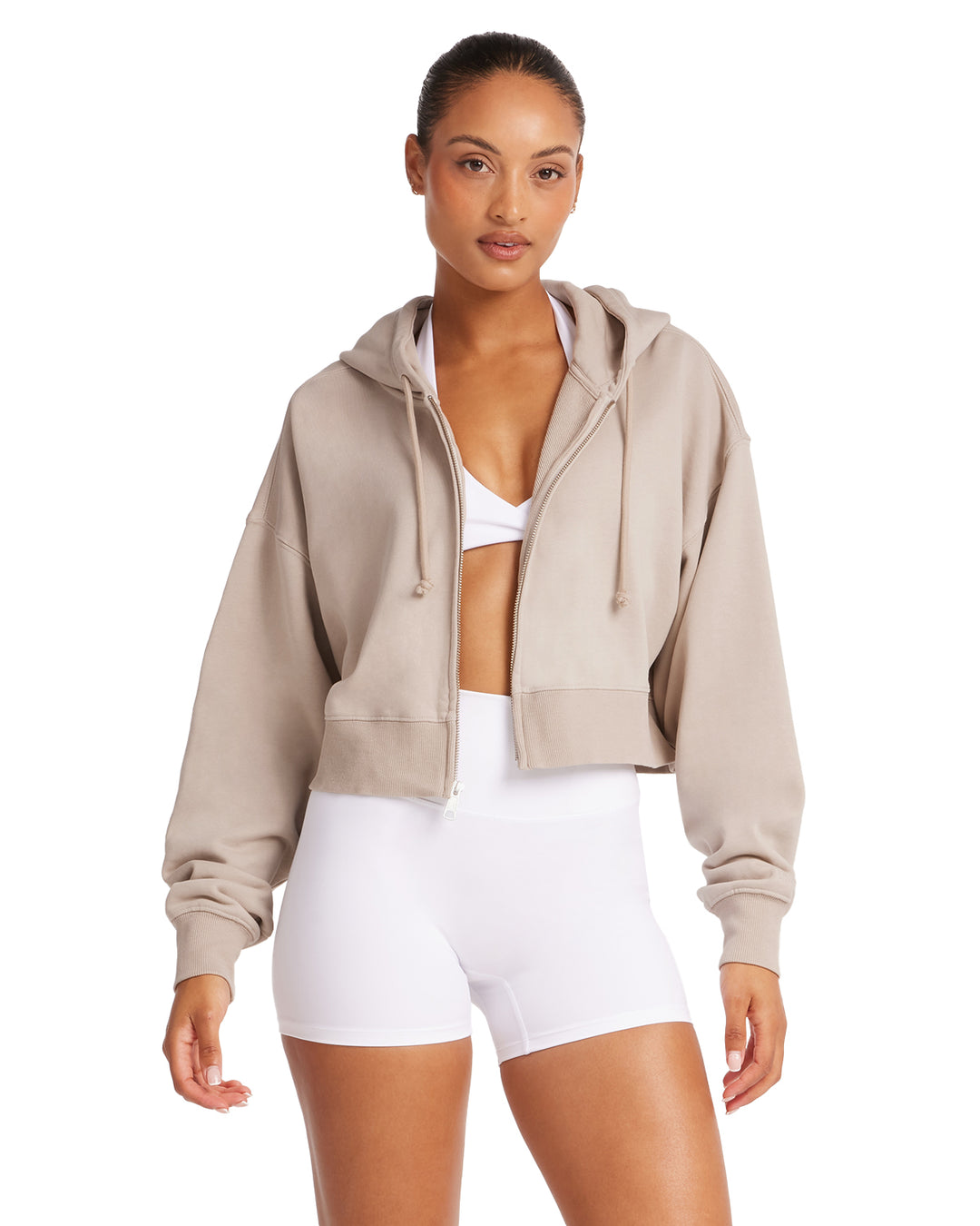 Cropped Boyfriend Zip Hoodie | Fawn – CSB