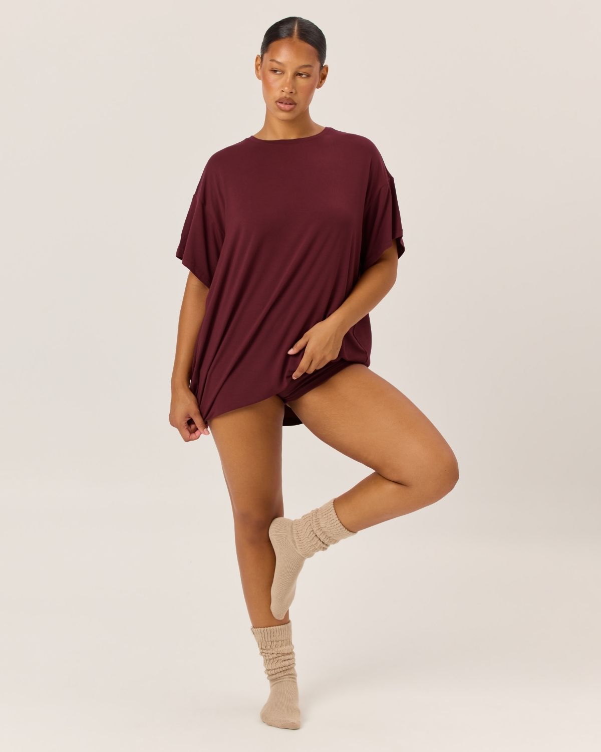 Oversized Sleep Tee | Burgundy
