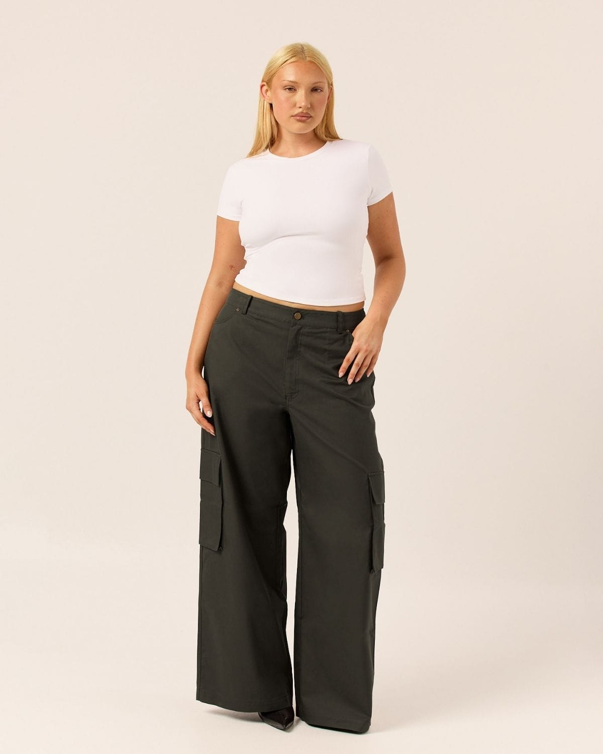 Wide Leg Cargo Pants | Deep Olive