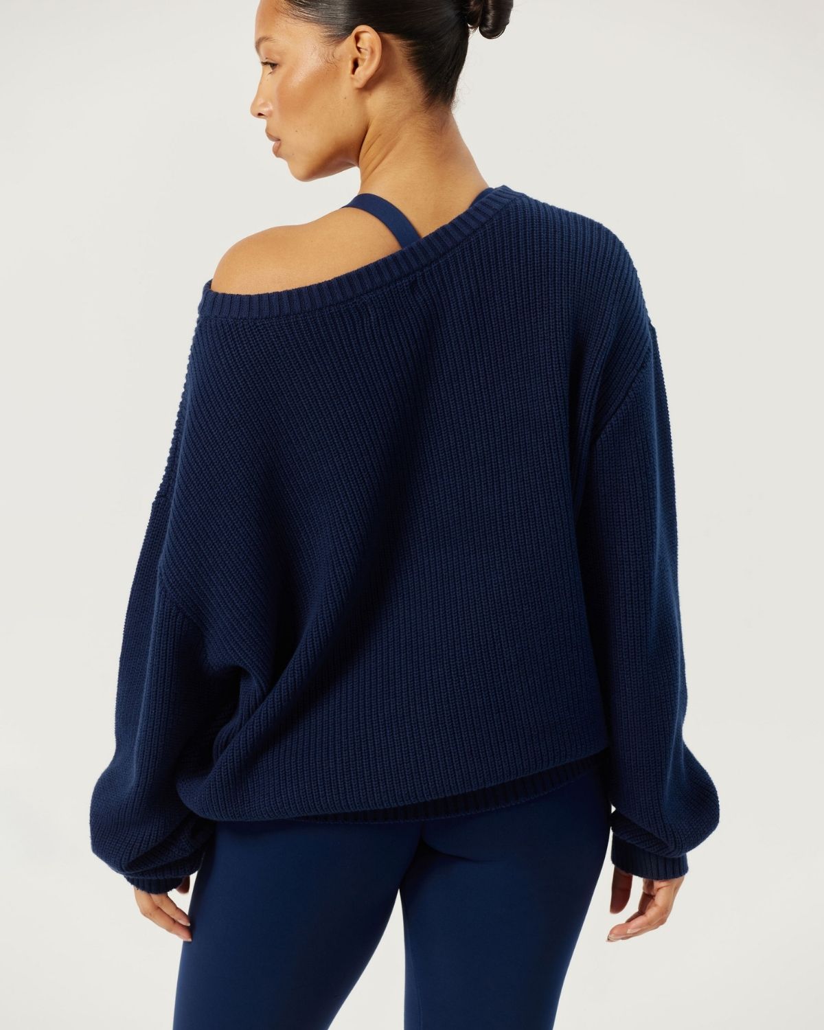 Off Shoulder Knit Sweater | Navy