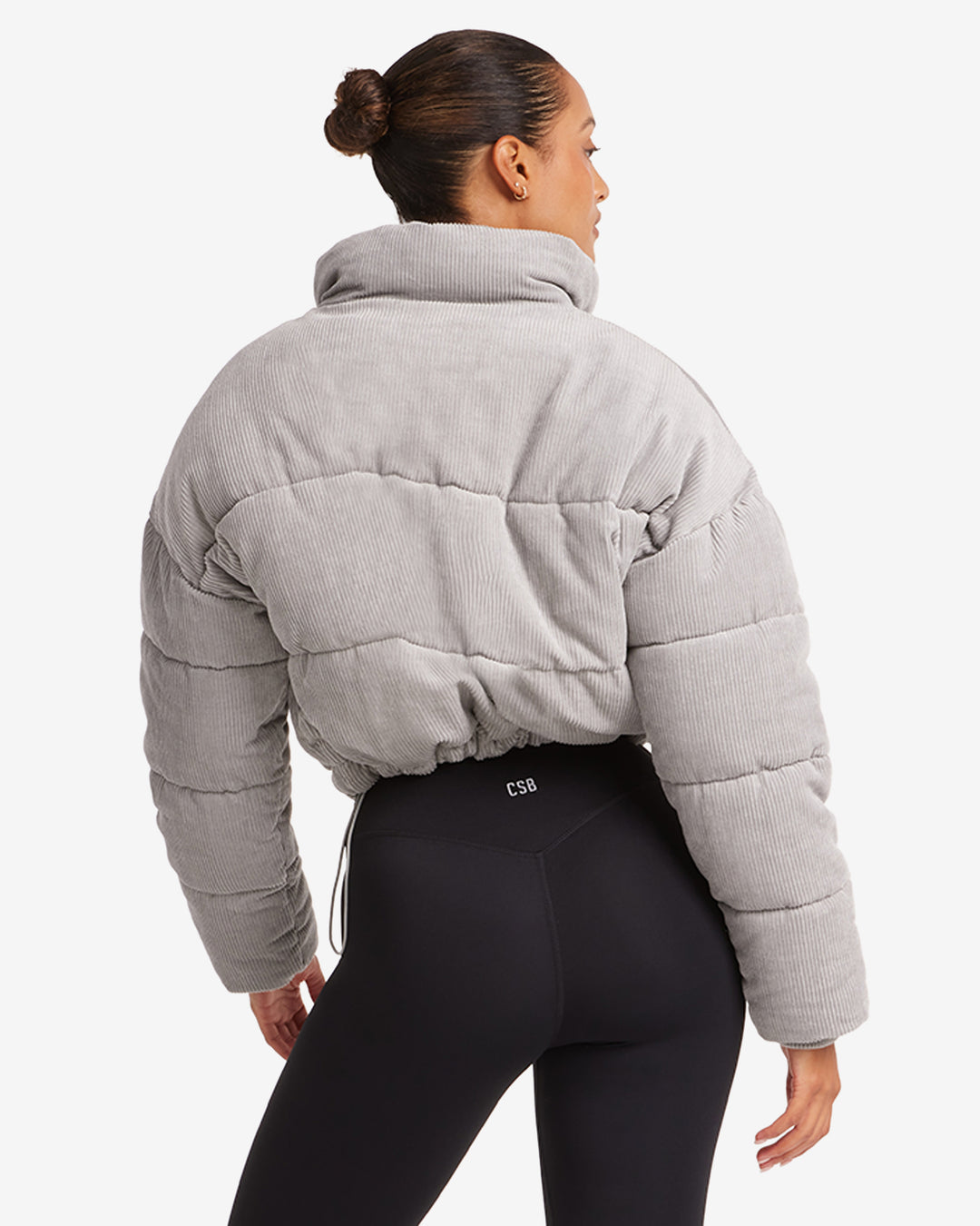 Corduroy Cropped Puffer Jacket | Grey – CSB Corduroy Cropped Puffer Jacket | Grey – CSB