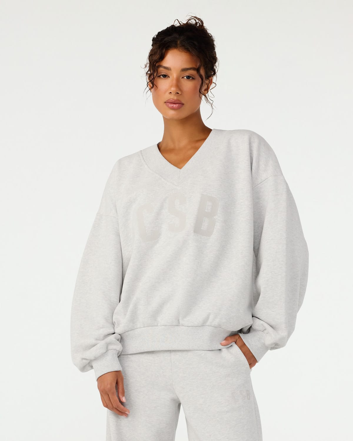 CSB V Neck Sweatshirt | Snow Marle