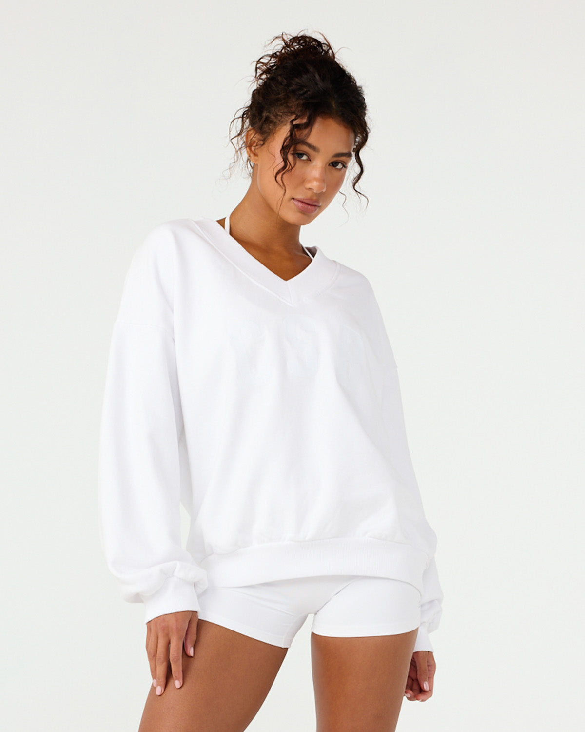 CSB V Neck Sweatshirt Organic Cotton | White