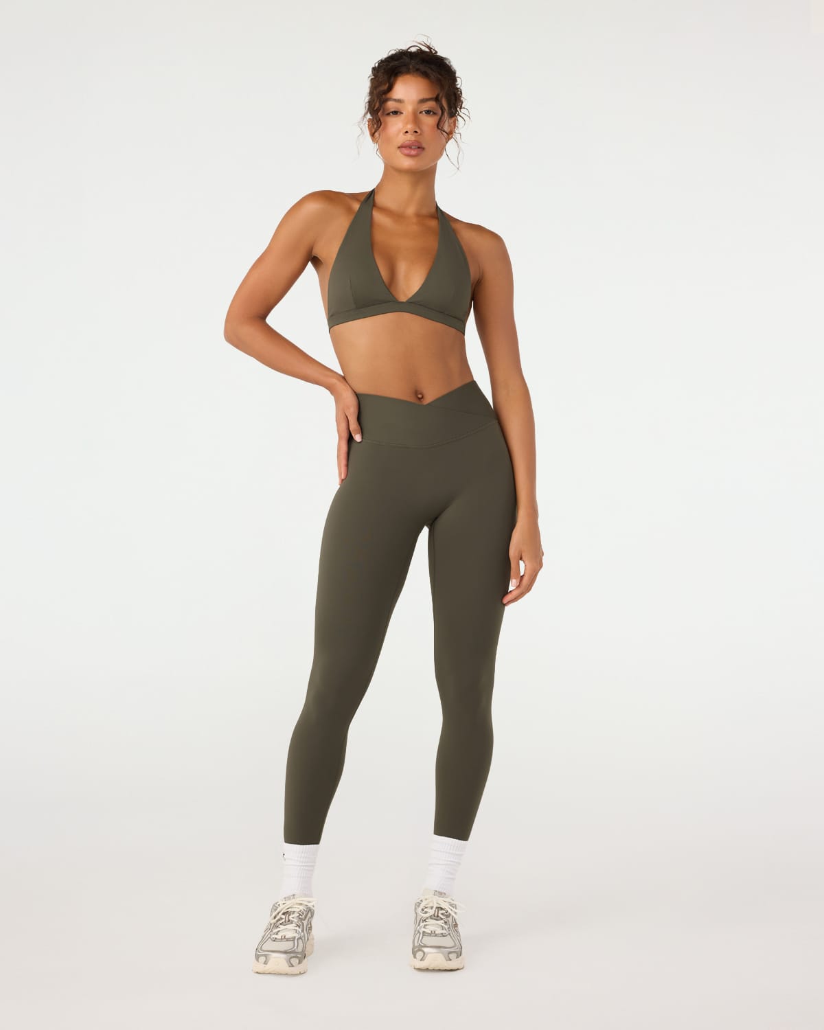 Fade Crossover Leggings | Deep Olive