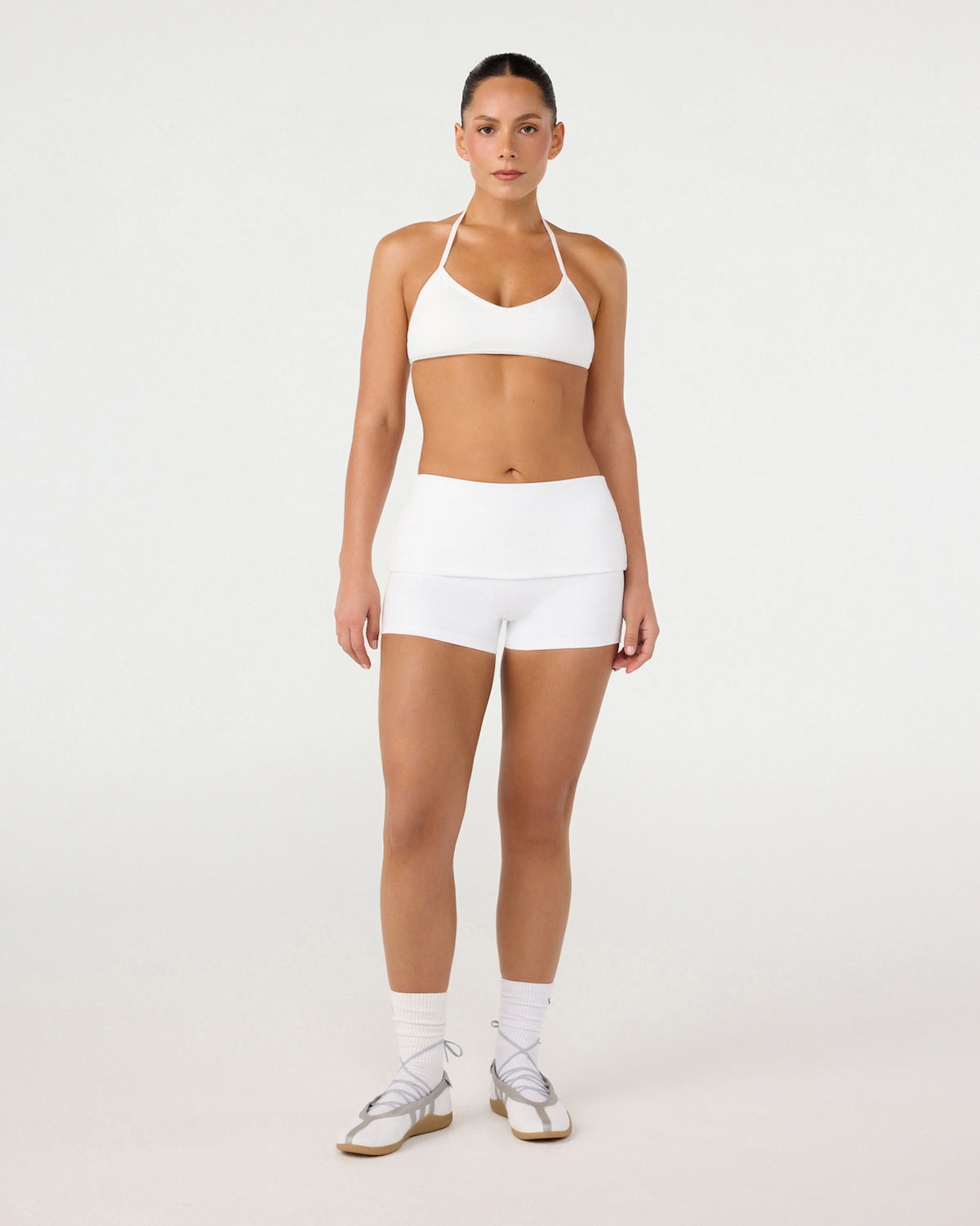 Form Invisible Scrunch Fold Over Shorts 3" | White