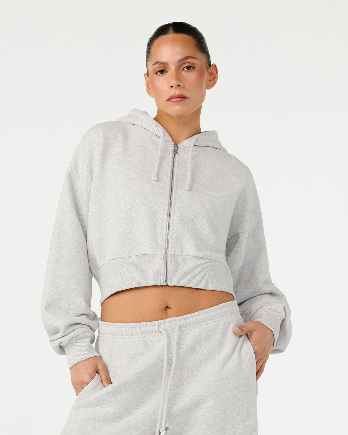 Cropped Zip Hoodie Organic Cotton | Snow Marle
