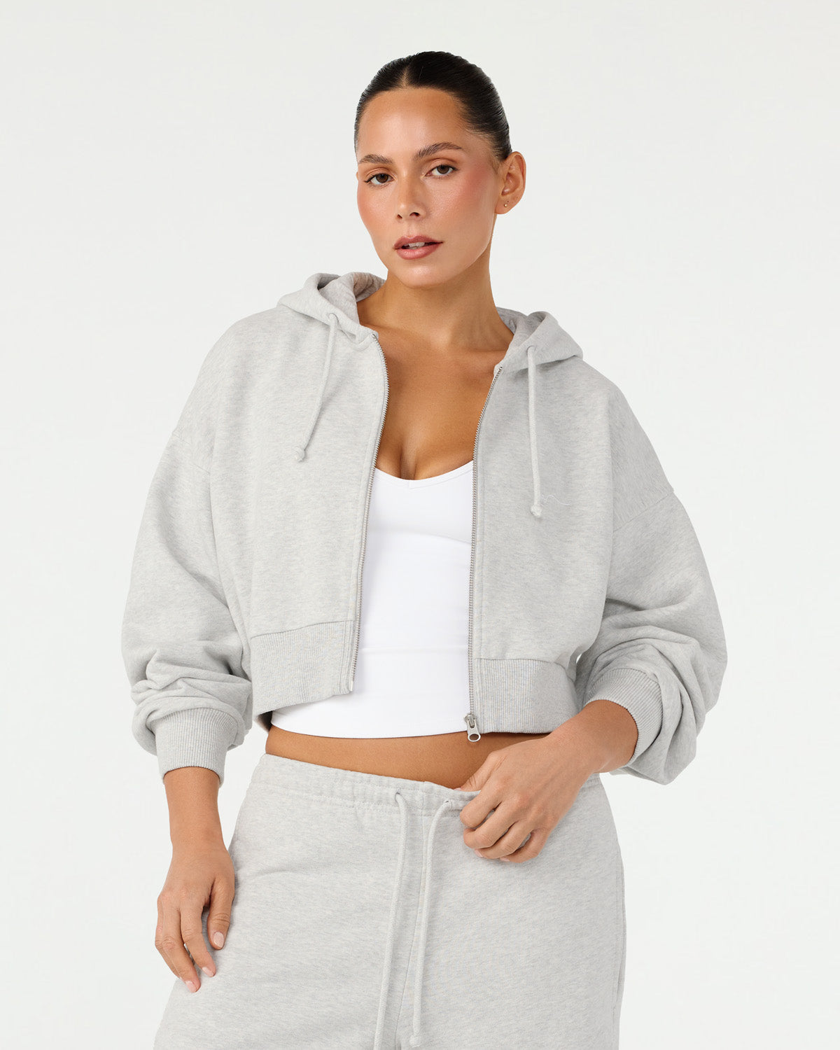 Cropped Zip Hoodie Organic Cotton | Snow Marle