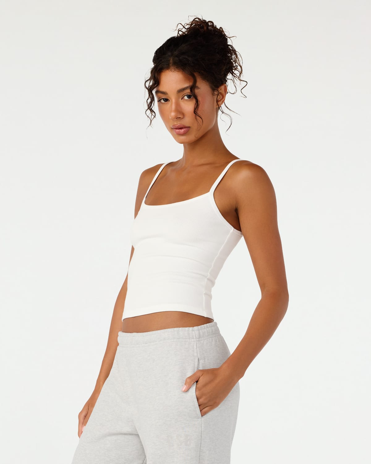 Rib Cami Tank | White