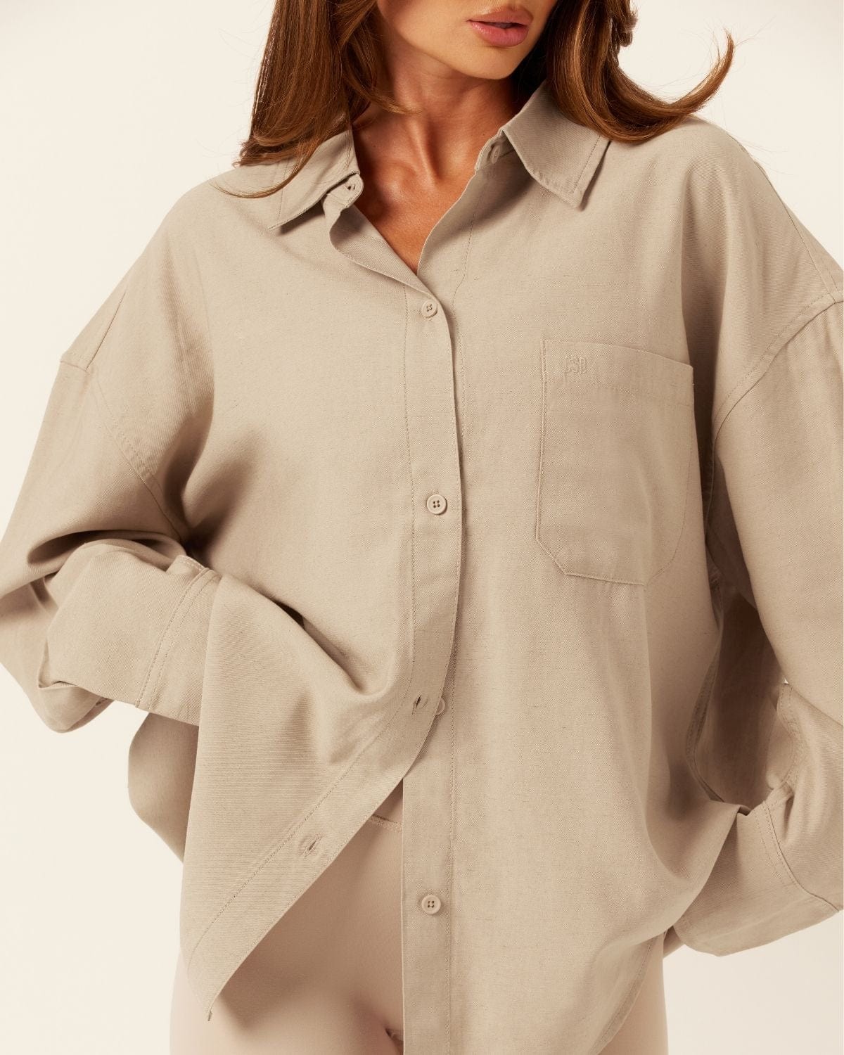 Oversized Button Up Shirt | Fawn