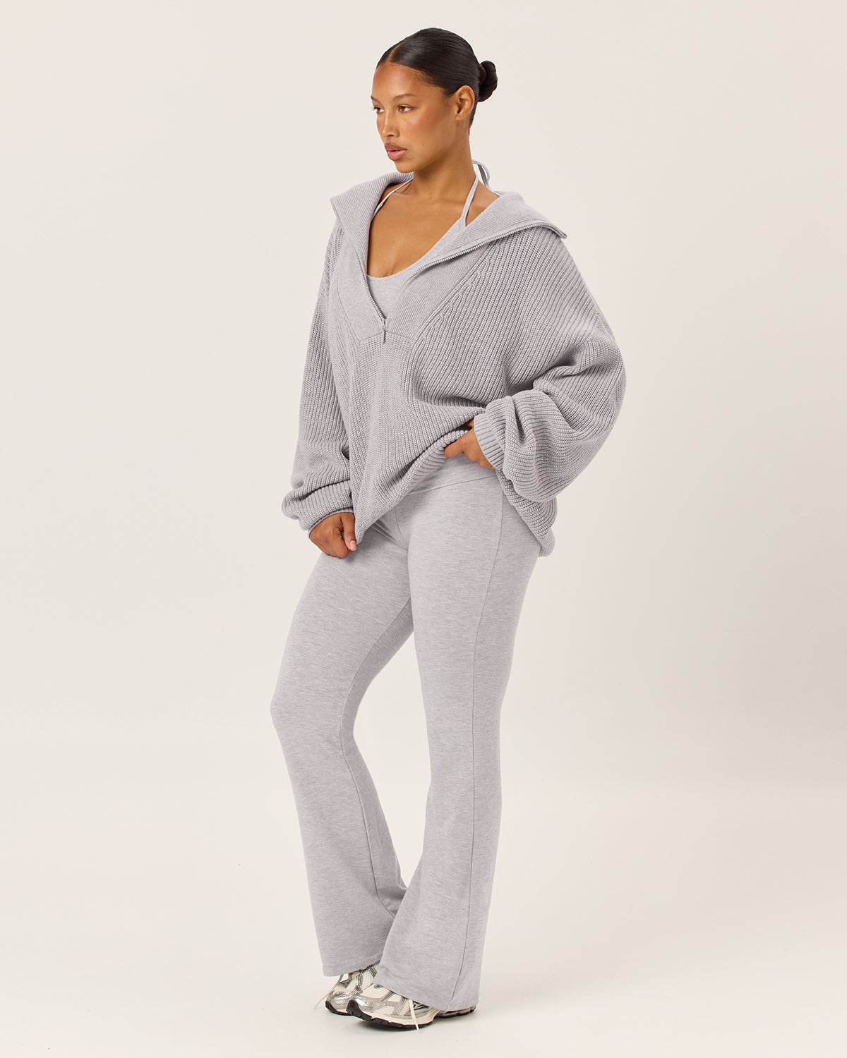 Oversized Knit Sweater | Grey Marl