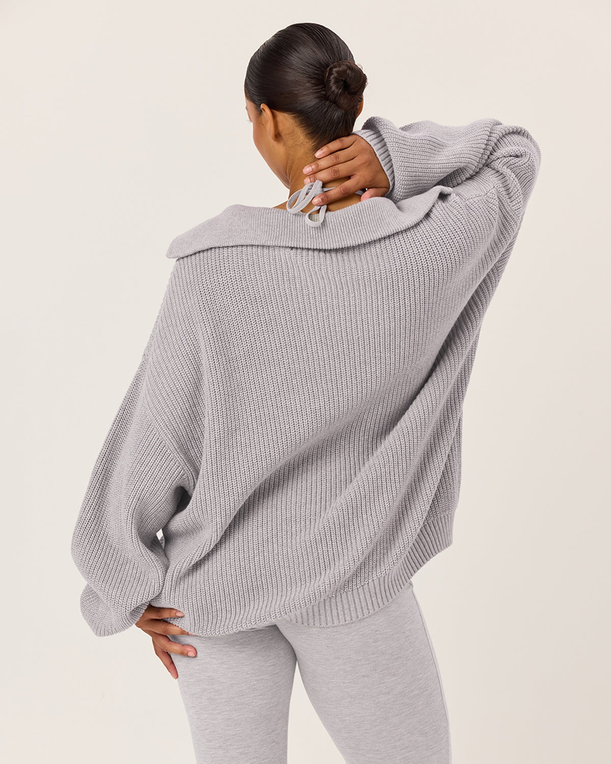 Oversized Knit Sweater | Grey Marl