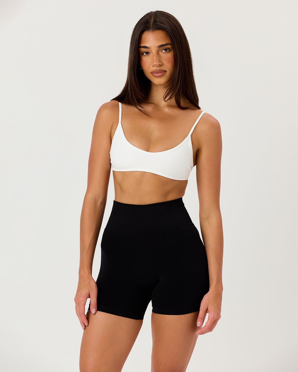 Seamless V Neck Crop | White