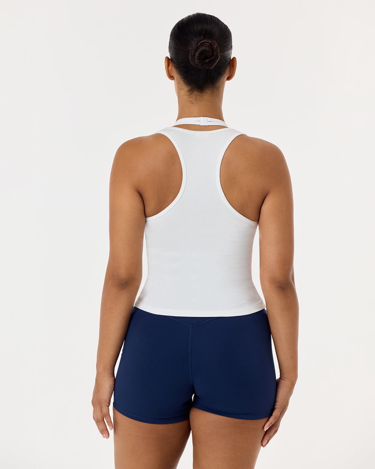 Racer Longline Rib Tank | White