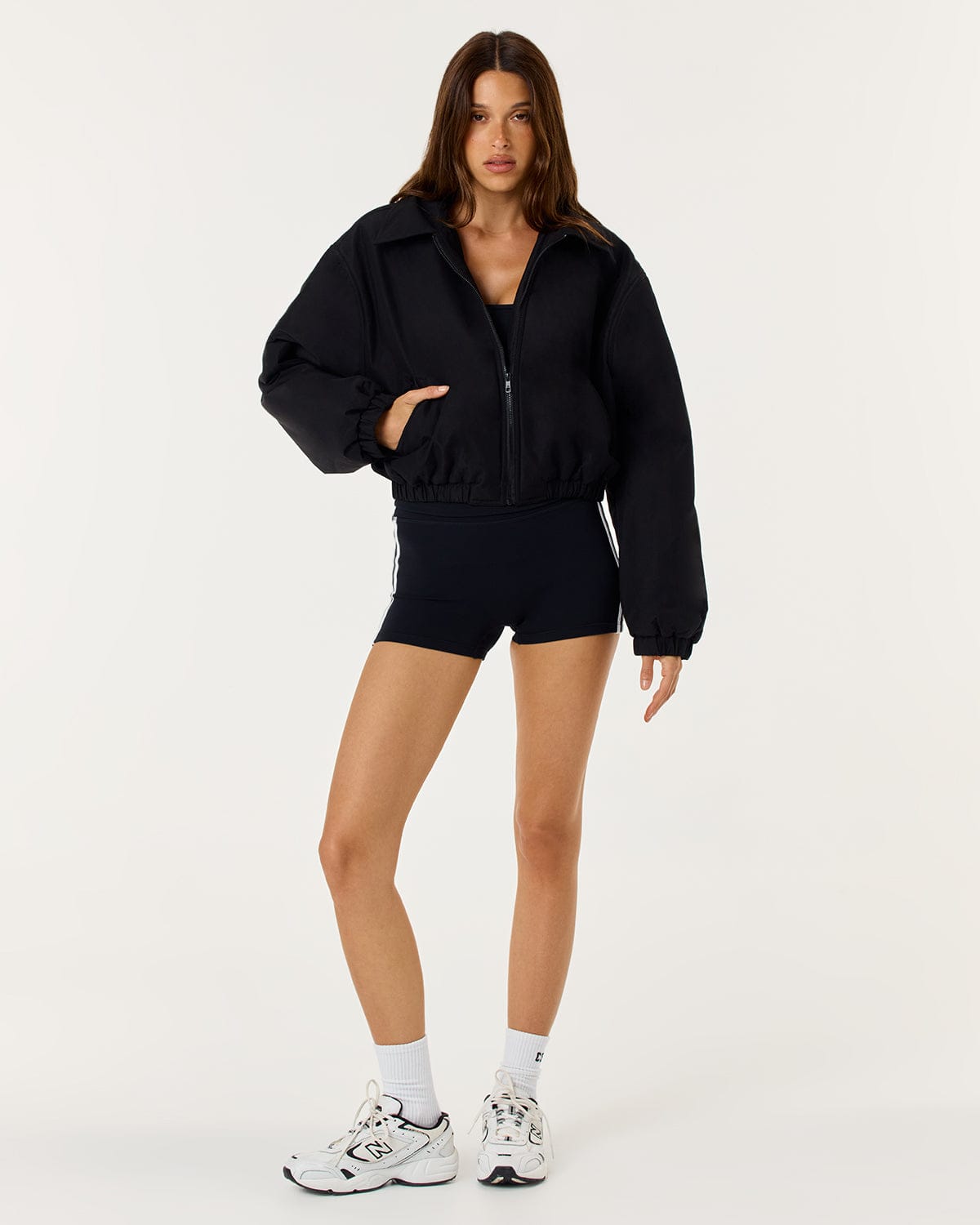 Cropped Oversized Bomber Jacket | Black