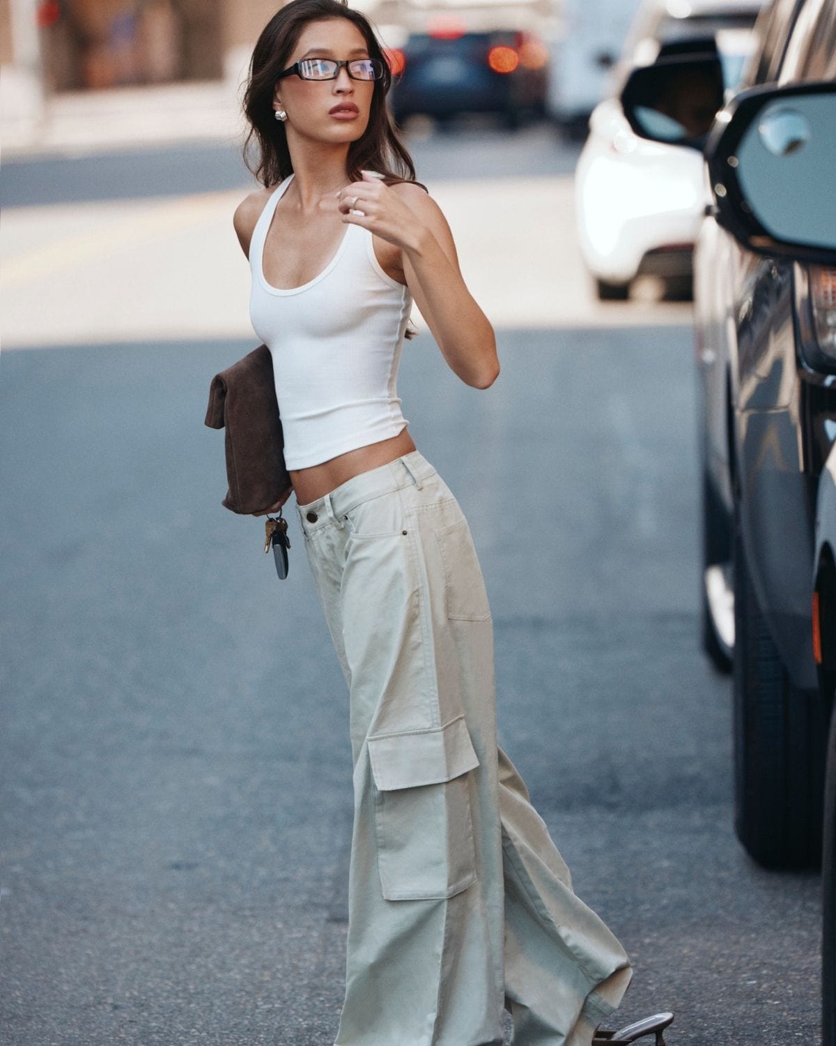 Wide Leg Cargo Pants | Sage