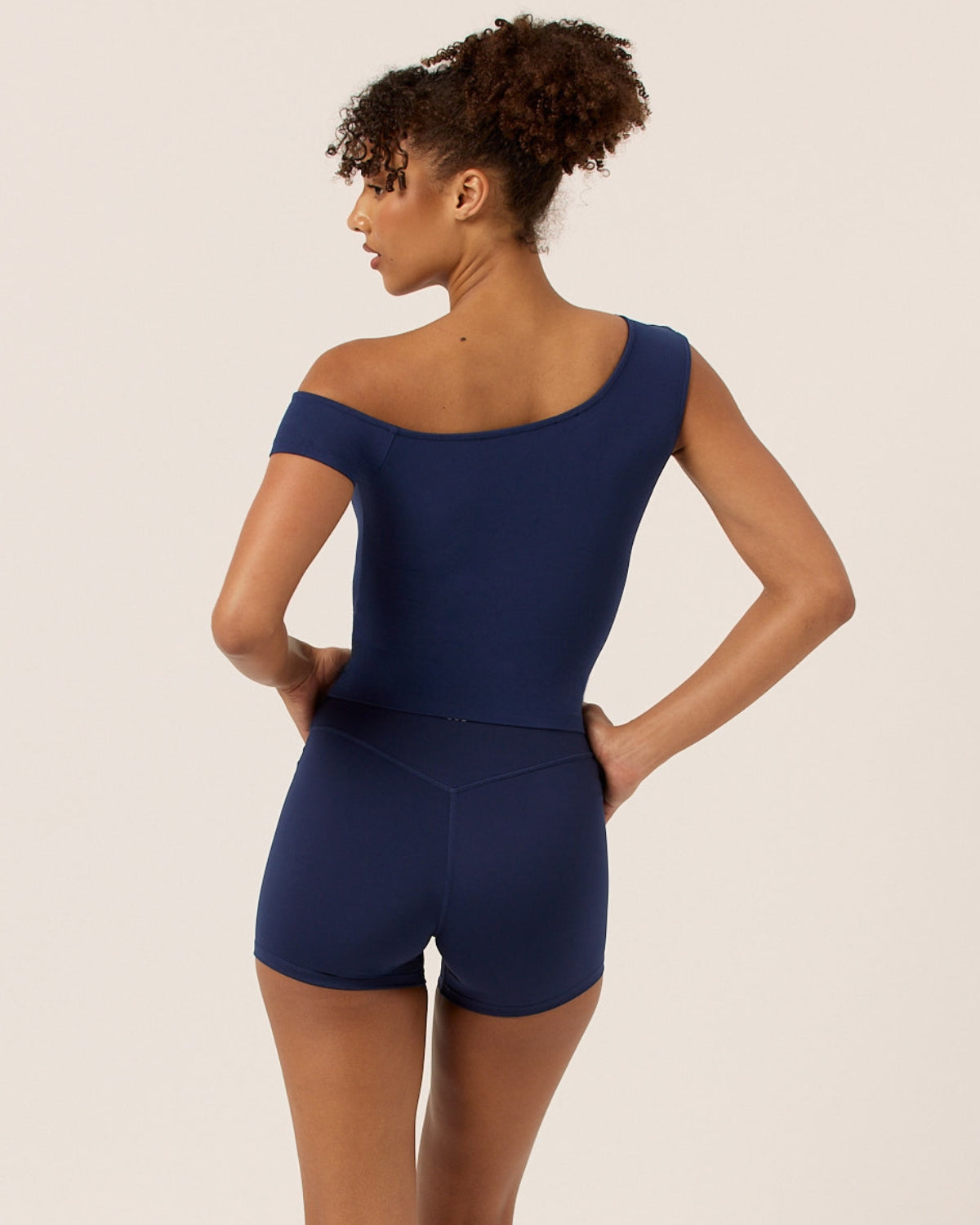 One Shoulder Capped Sleeve Top | Navy