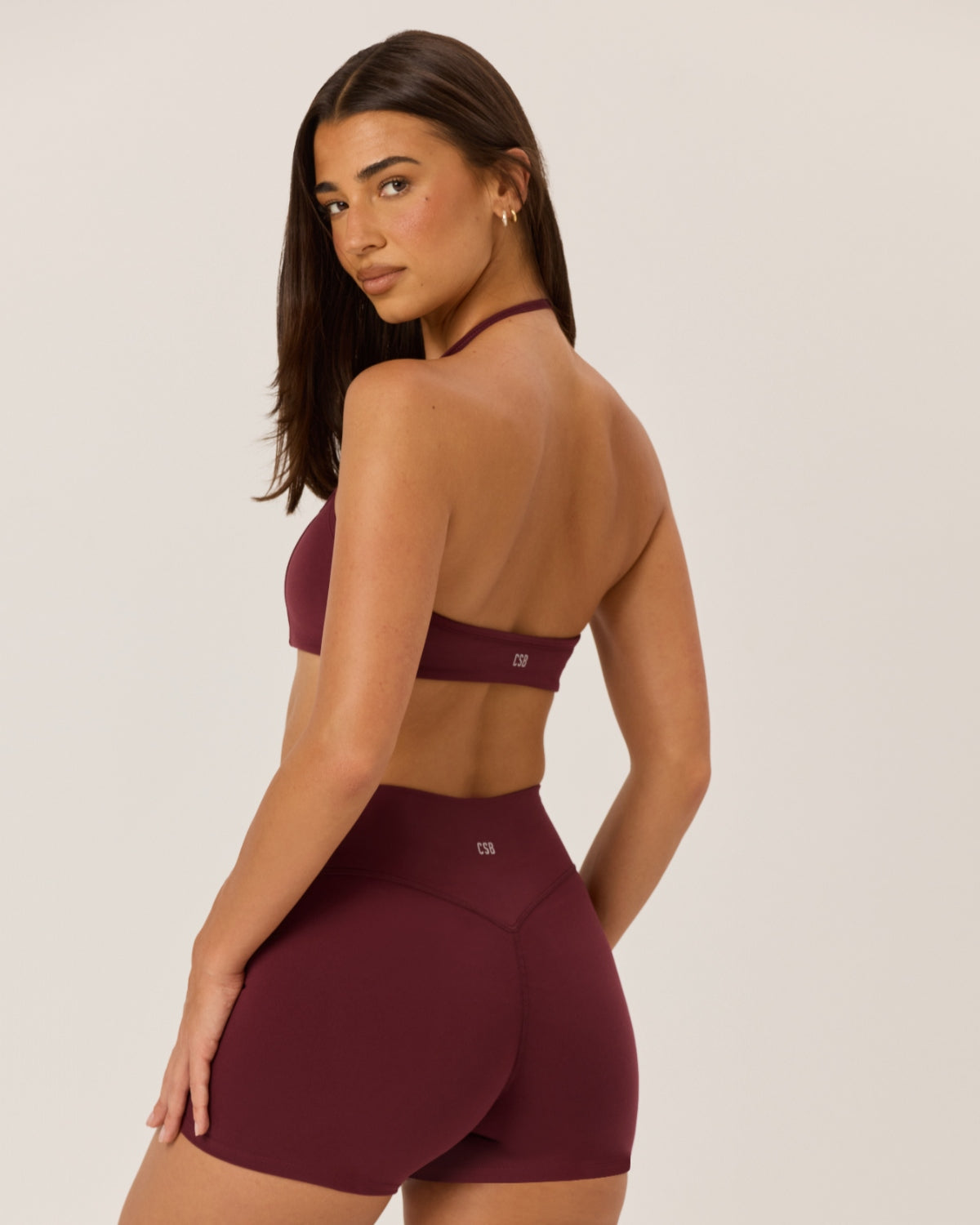 Serenity Contour Halter Crop | Burgundy