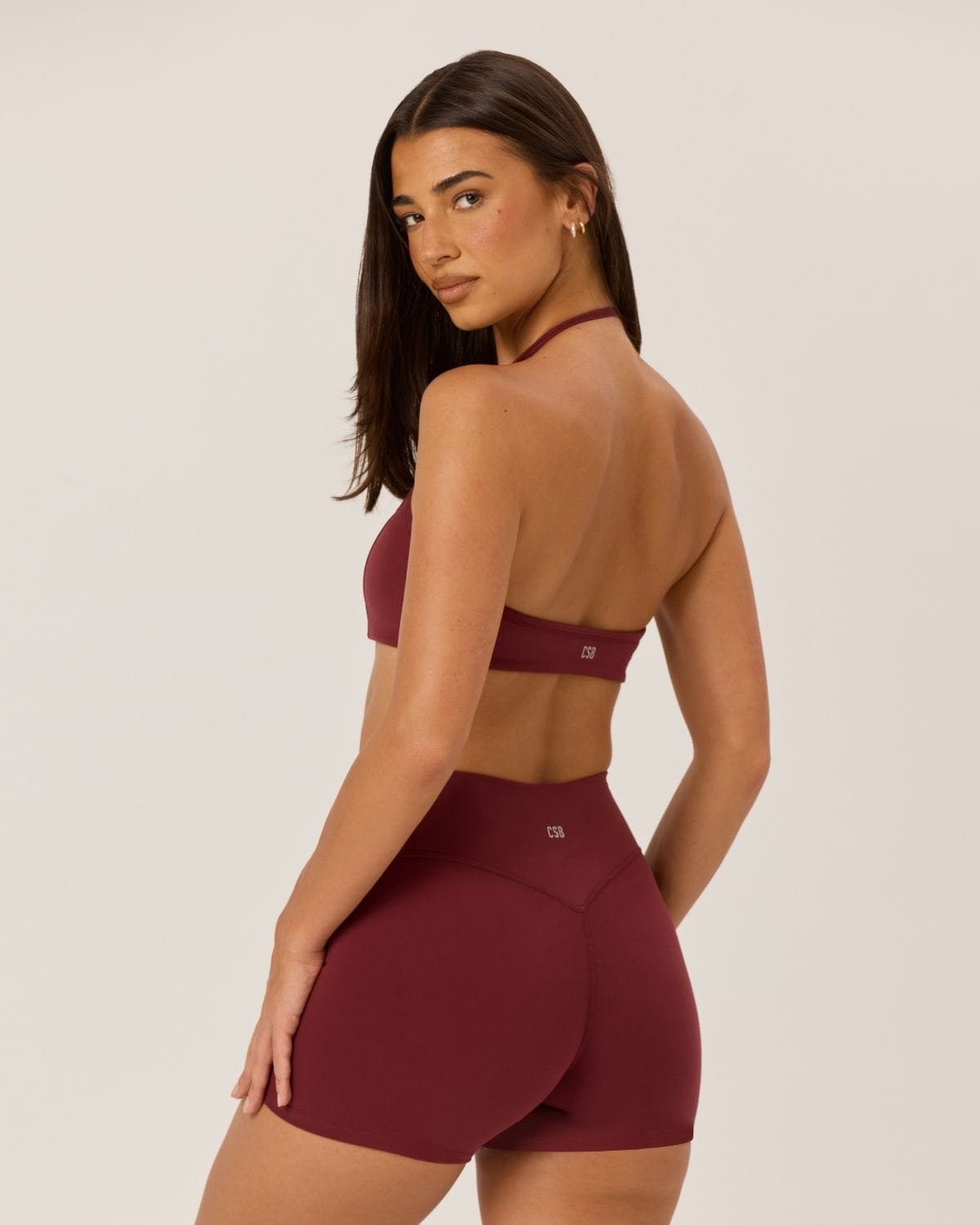 Serenity Contour Halter Crop | Burgundy