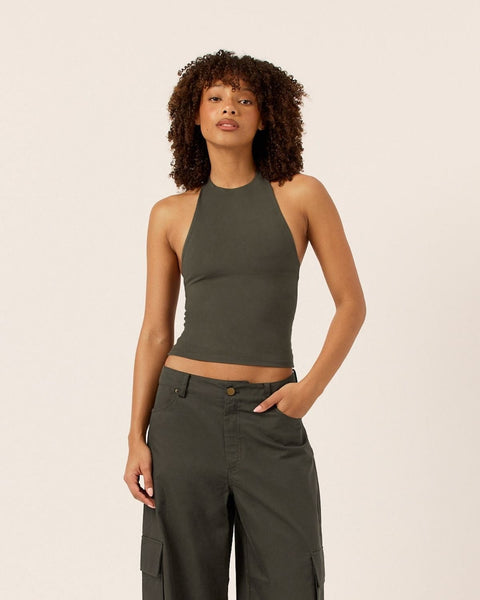 HYKE　OLIVE DRAB　TANK TOP Men's Rib Tank Top in Olive Green | Shop now — CDLP