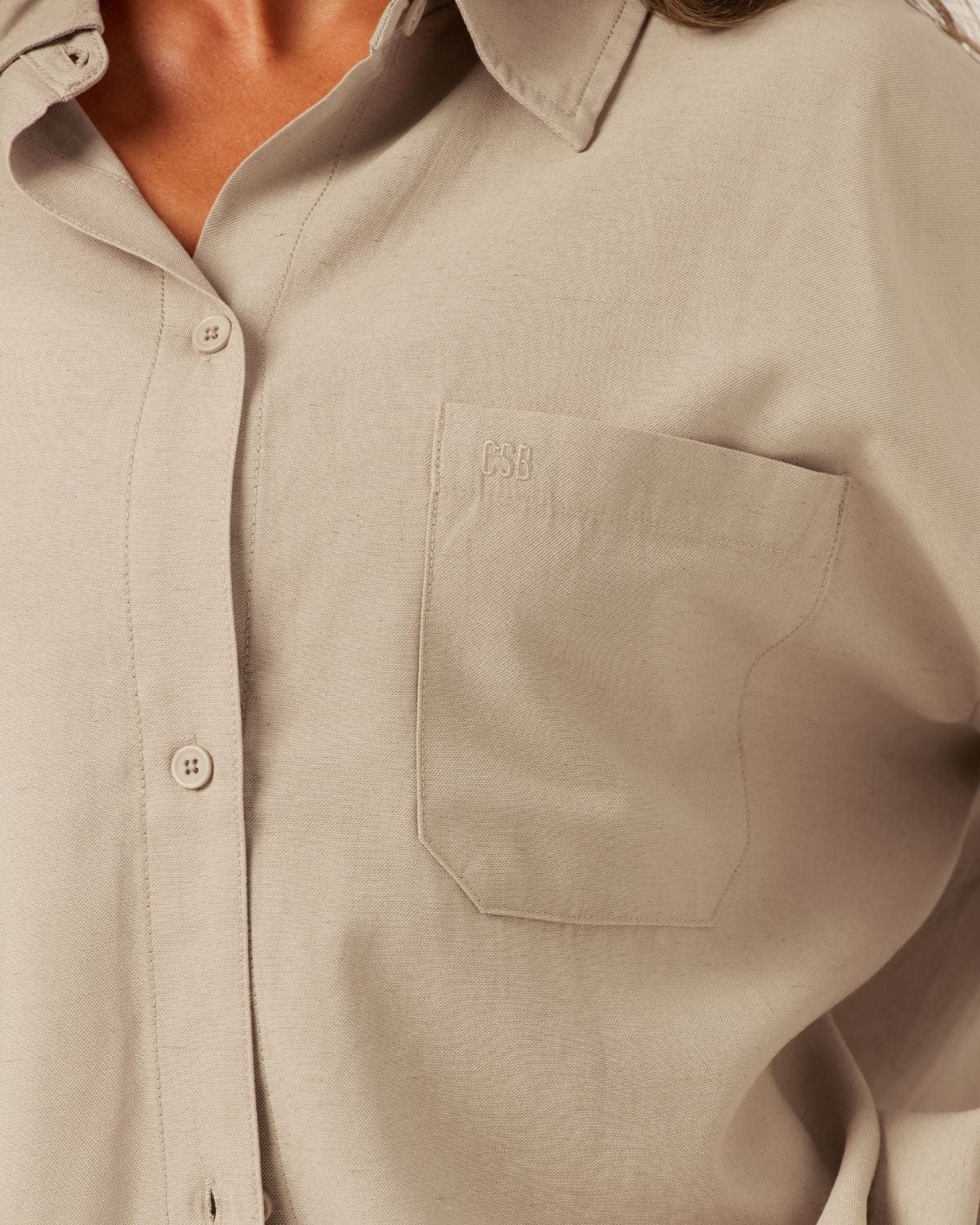 Oversized Button Up Shirt | Fawn