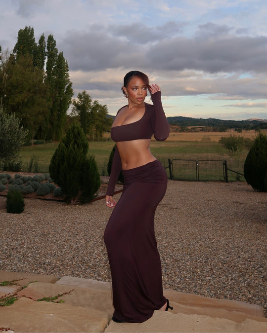 Foldover Maxi Skirt | Espresso