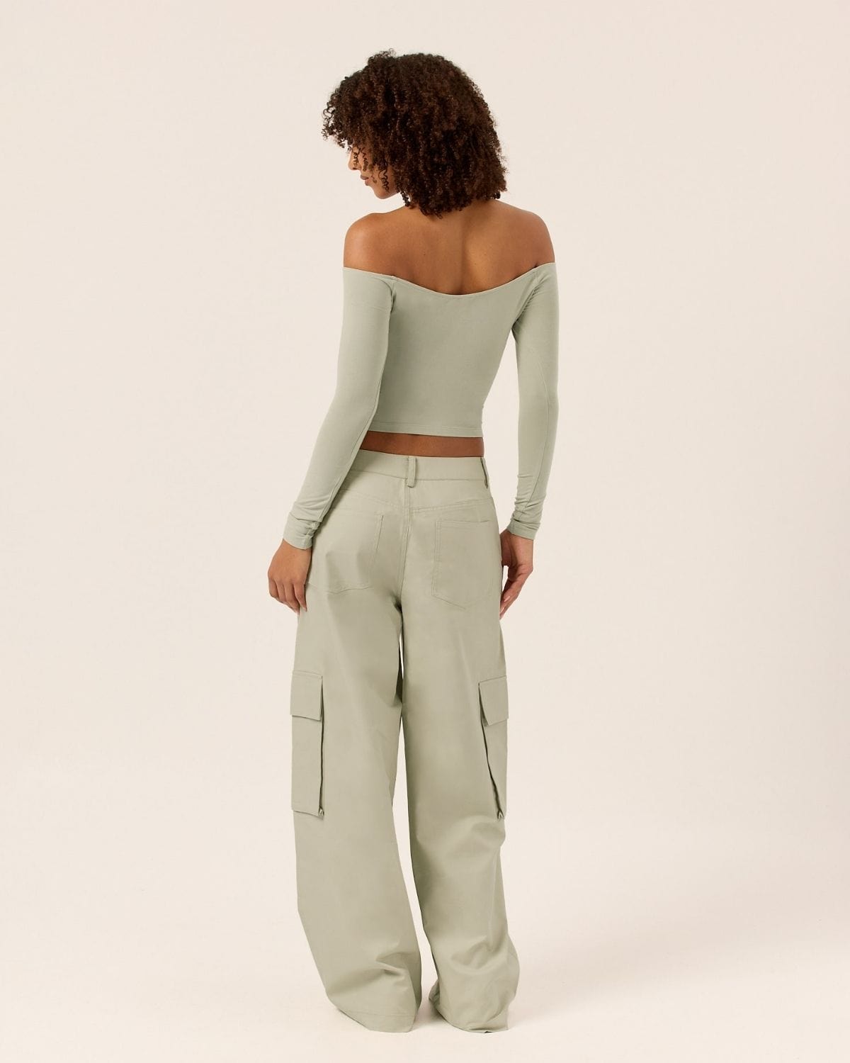 Wide Leg Cargo Pants | Sage