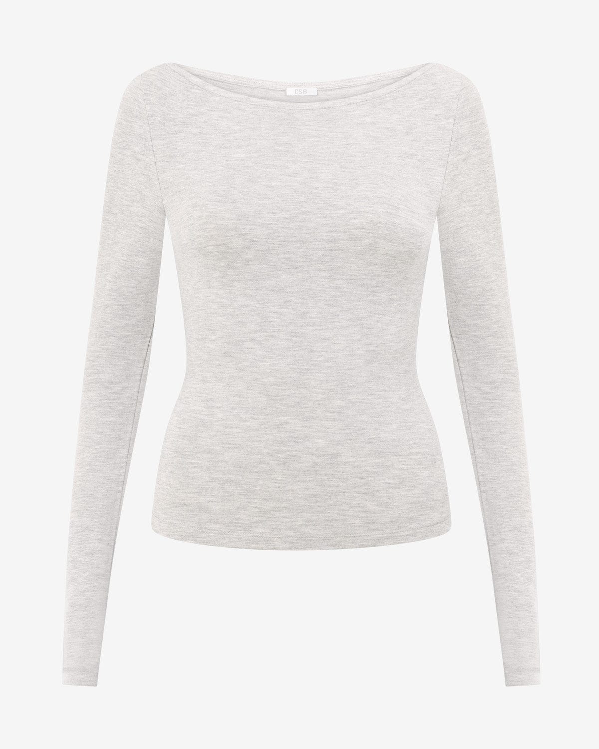 Boat Neck Long Sleeve Top | Snow Marl