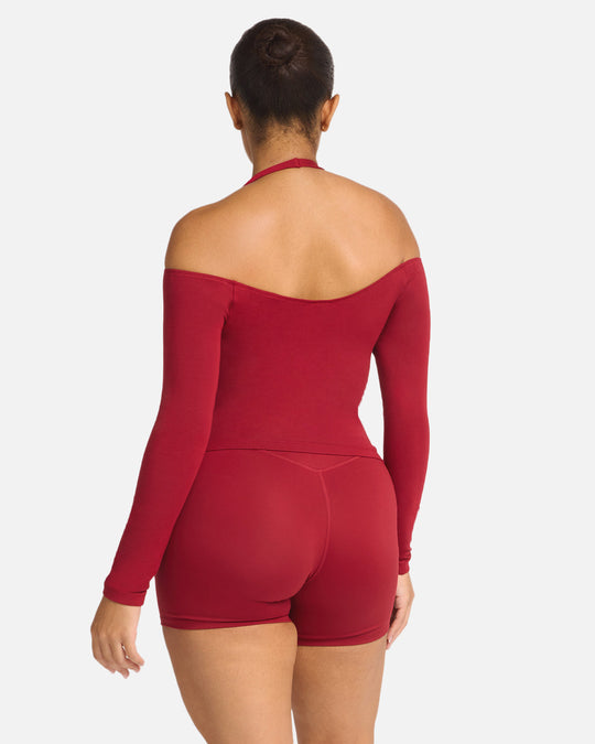 Off Shoulder Leisure Top | Cherry