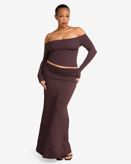 Foldover Maxi Skirt | Espresso