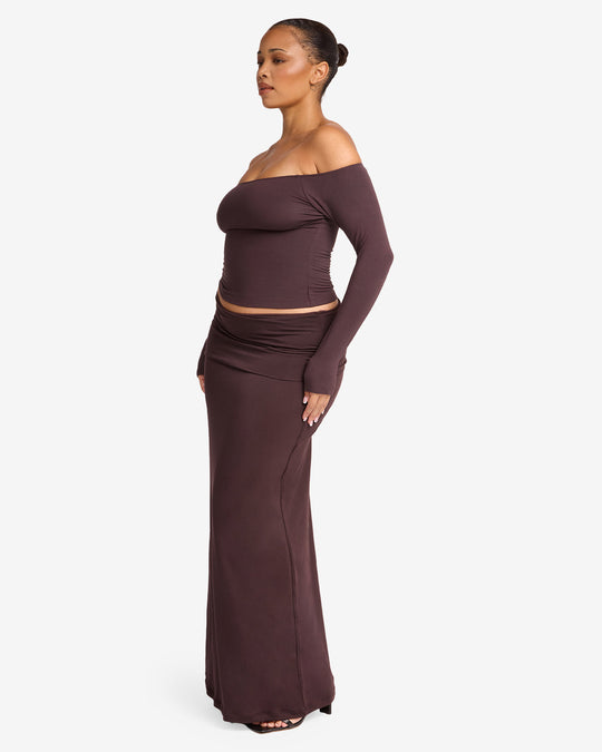 Foldover Maxi Skirt | Espresso