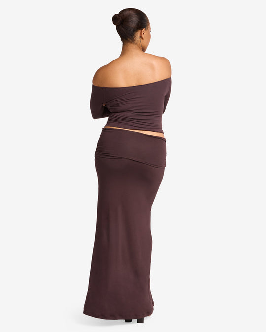 Foldover Maxi Skirt | Espresso