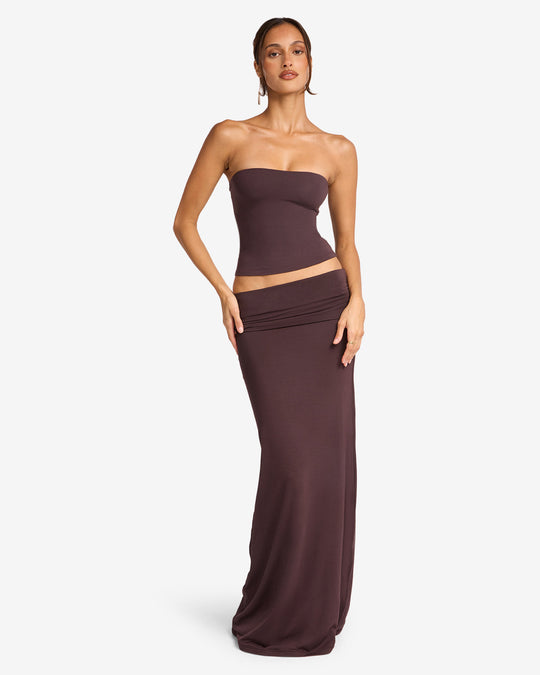 Foldover Maxi Skirt | Espresso