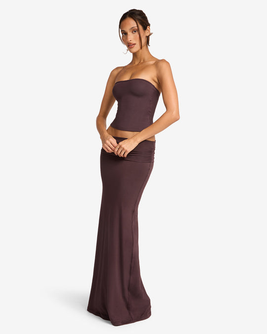 Foldover Maxi Skirt | Espresso