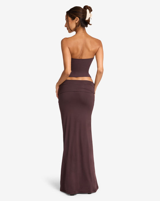 Foldover Maxi Skirt | Espresso