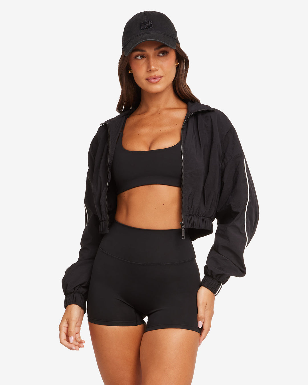 Cropped Windbreaker Jacket | Black – CSB