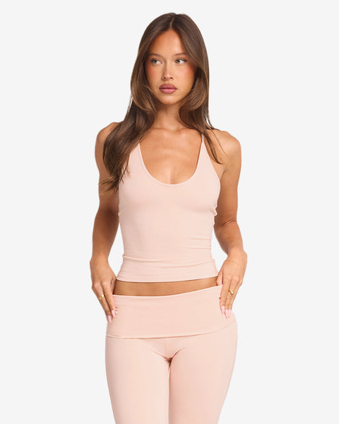 トップス andmary Angie ribbon tank pink beige ANDMARY】Angie ribbon tank