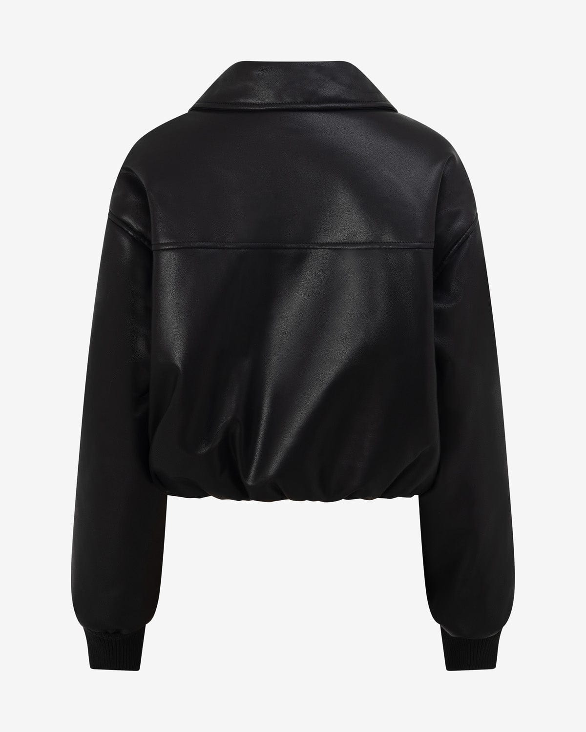 Faux Leather Bomber Jacket | Black