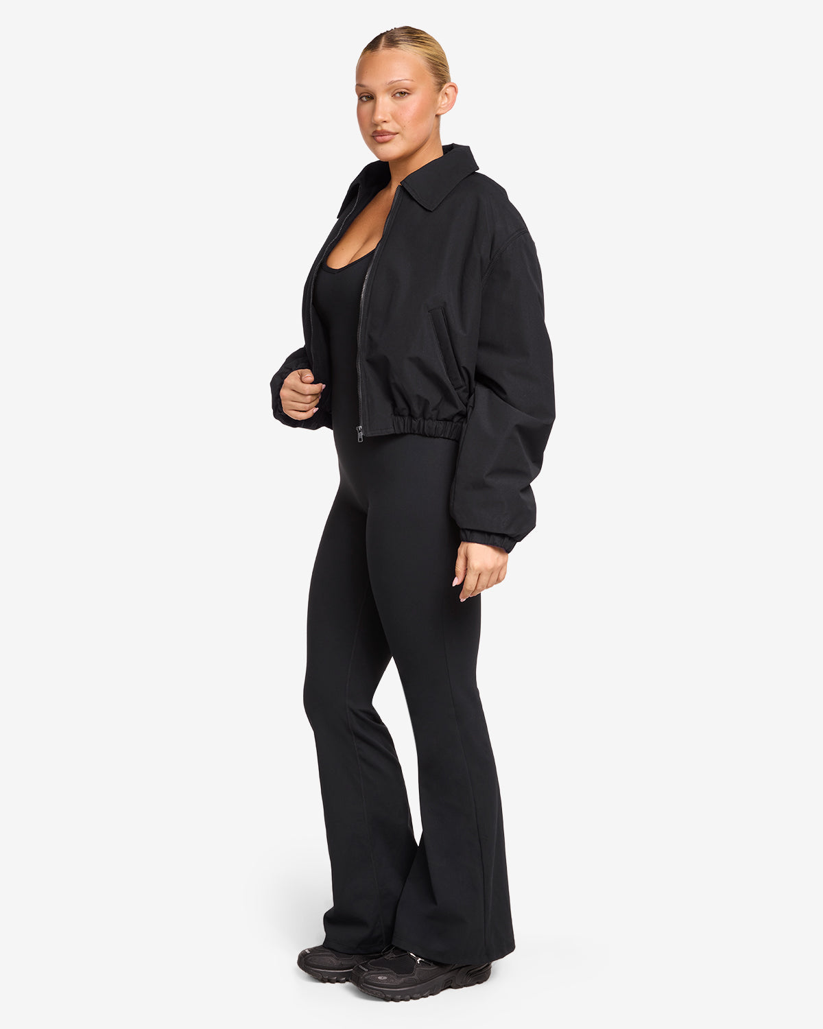 Cropped Oversized Bomber Jacket | Black