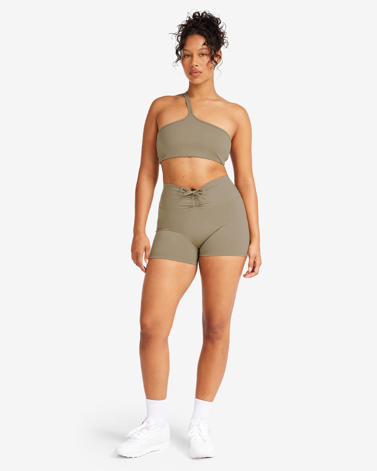 Serenity Drawstring Scrunch Shorts 4" | Vintage Khaki
